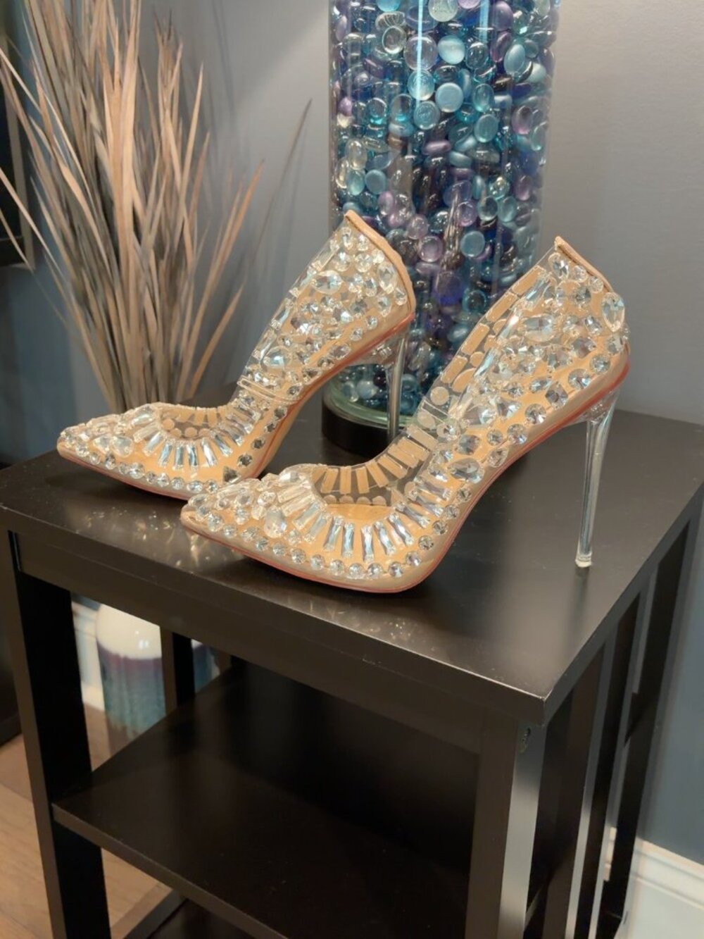 Azalea Wang Crystal Rhinestone Clear Pointed Toe Pumps Size 7.5
